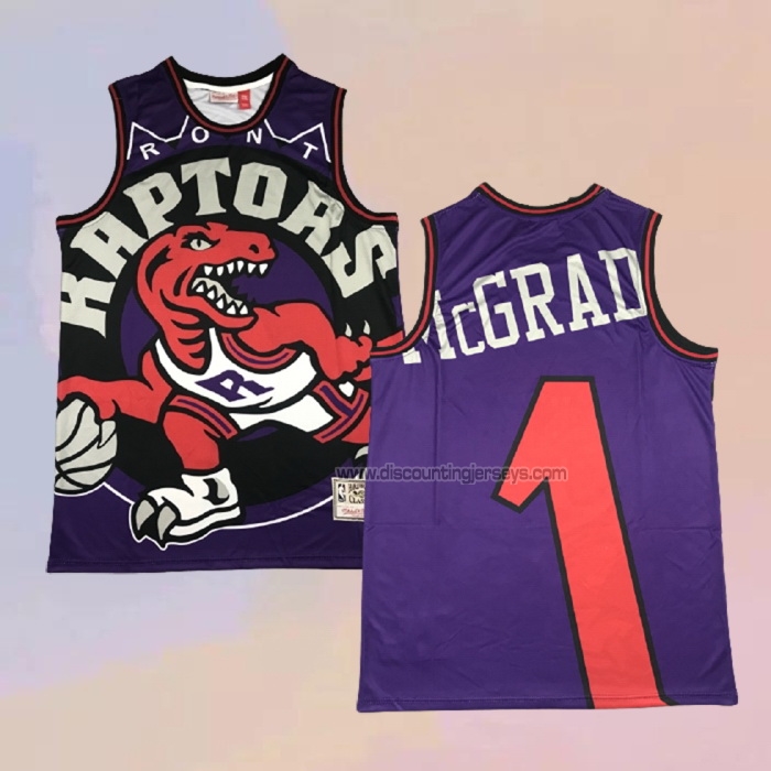 Men's Toronto Raptors Tracy McGrady NO 1 Mitchell & Ness Big Face Purple Jersey